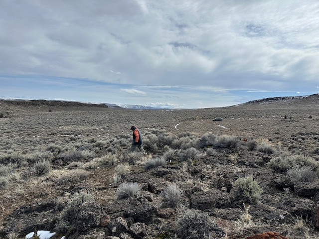 Robert walking a field in Guano Valley in March. This is where Grandfather Barry ranched. Robert walking a field in Guano Valley in March. This is where Grandfather Barry ranched.