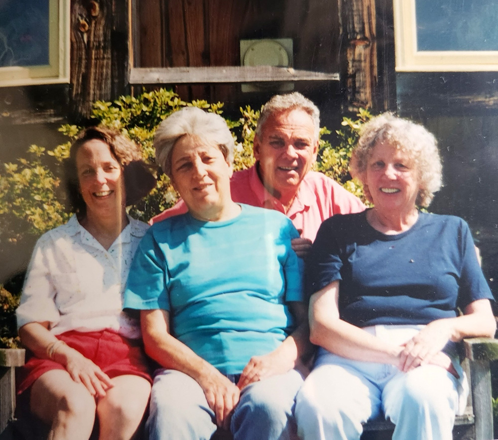 Three sisters with their brother. Abigail, Mary, Bill, and Hannah at Mary’s Vermont home after her husband died.