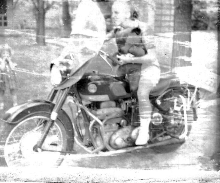 Faded as it is, the only picture of me on this masterpiece of a motorcycle.